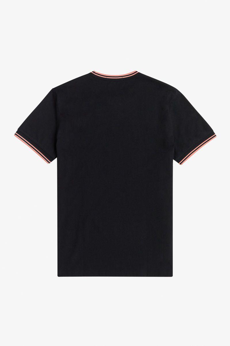 Black Fred Perry Twin Tipped Men's T Shirts | PH 1794VRWD